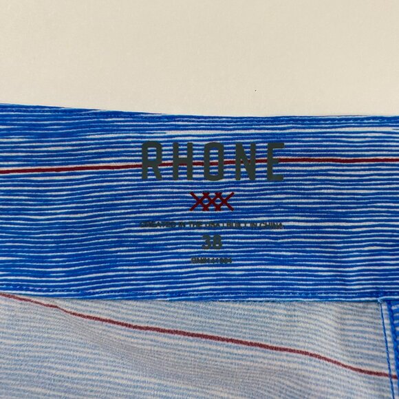 Rhone Board Shorts Mens Size 38 Swim Trunks Blue Striped - Picture 7 of 14